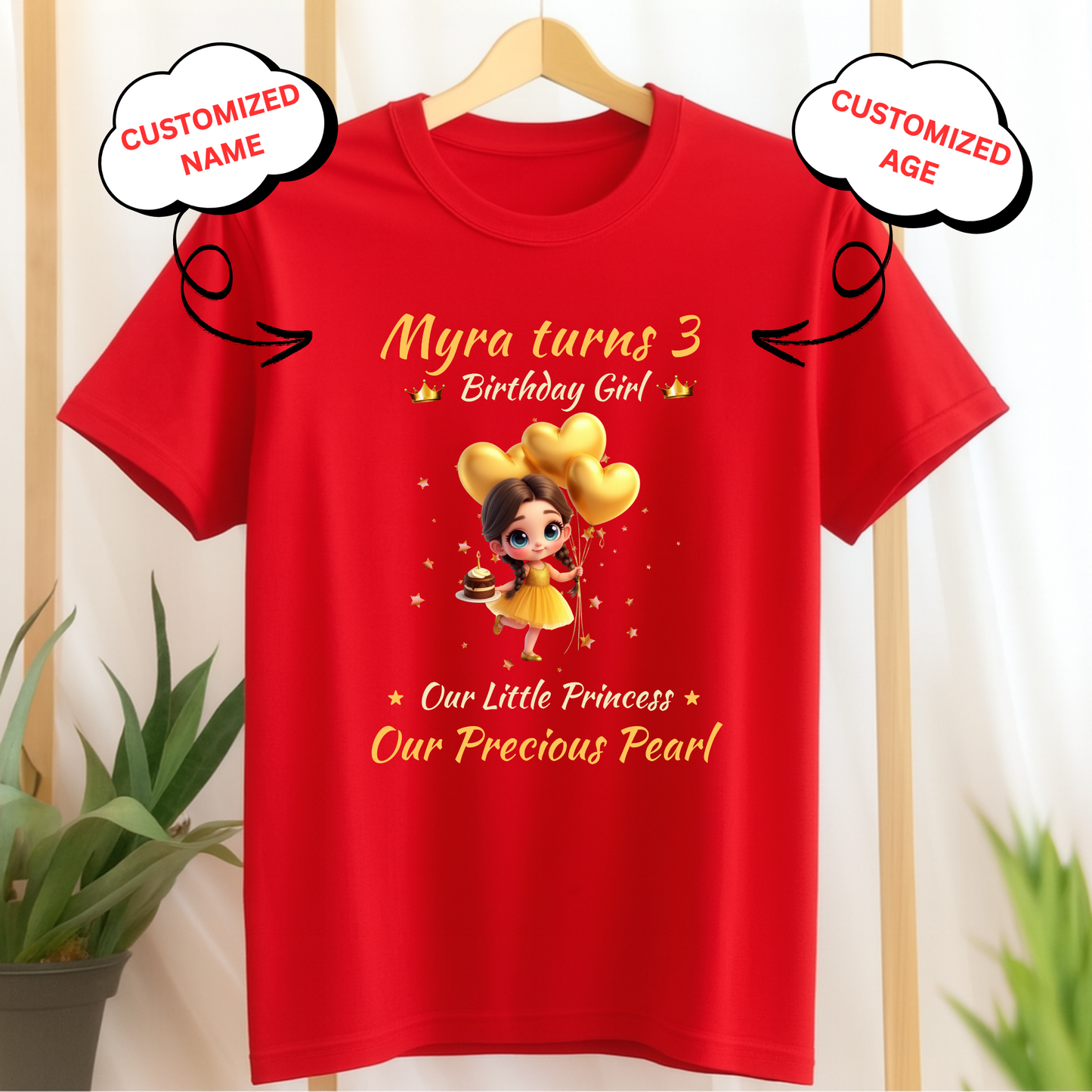 CUSTOMIZED-OUR LITTLE PRINCESS, OUR PRECIOUS PEARL BIRTHDAY CLASSIC KIDS T-SHIRT
