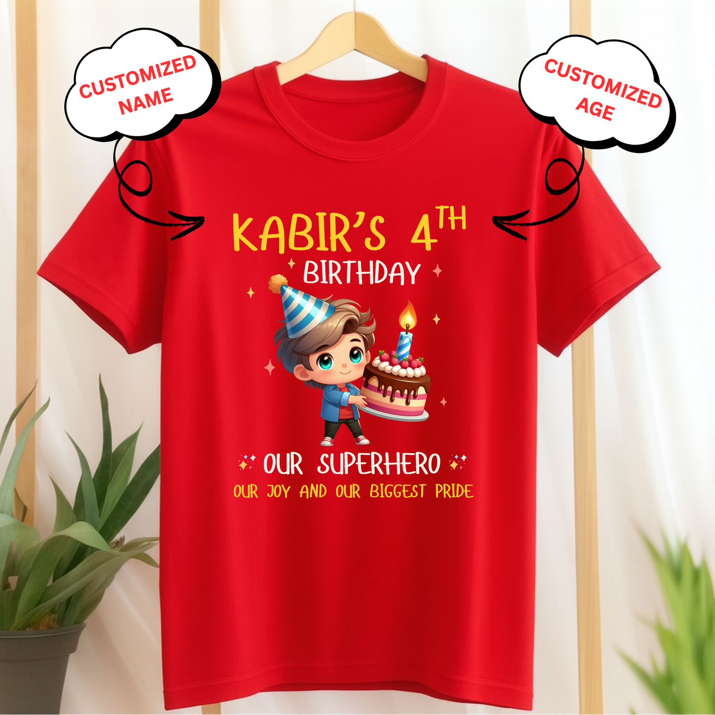 CUSTOMIZED-OUR SUPERHERO, OUR JOY, OUR BIGGEST PRIDE BIRTHDAY CLASSIC KIDS T-SHIRT