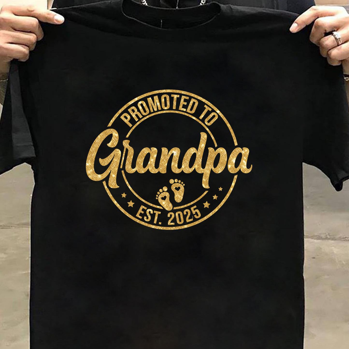 PROMOTED TO GRANDFATHER 2025 CLASSIC COTTON T-SHIRT