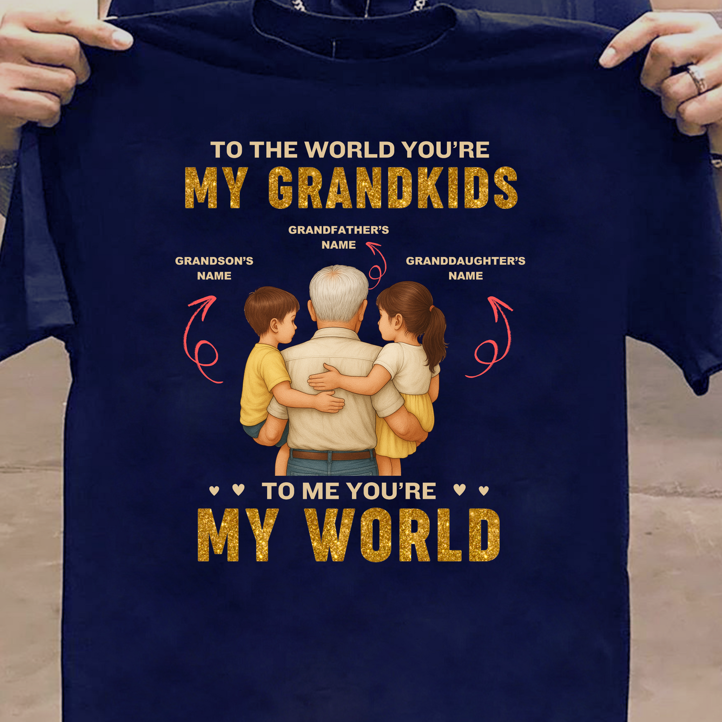 CUSTOMIZATION- TO THE WORLD YOU'RE MY GRANDKIDS, TO ME YOU'RE MY WORLD CLASSIC T-SHIRT