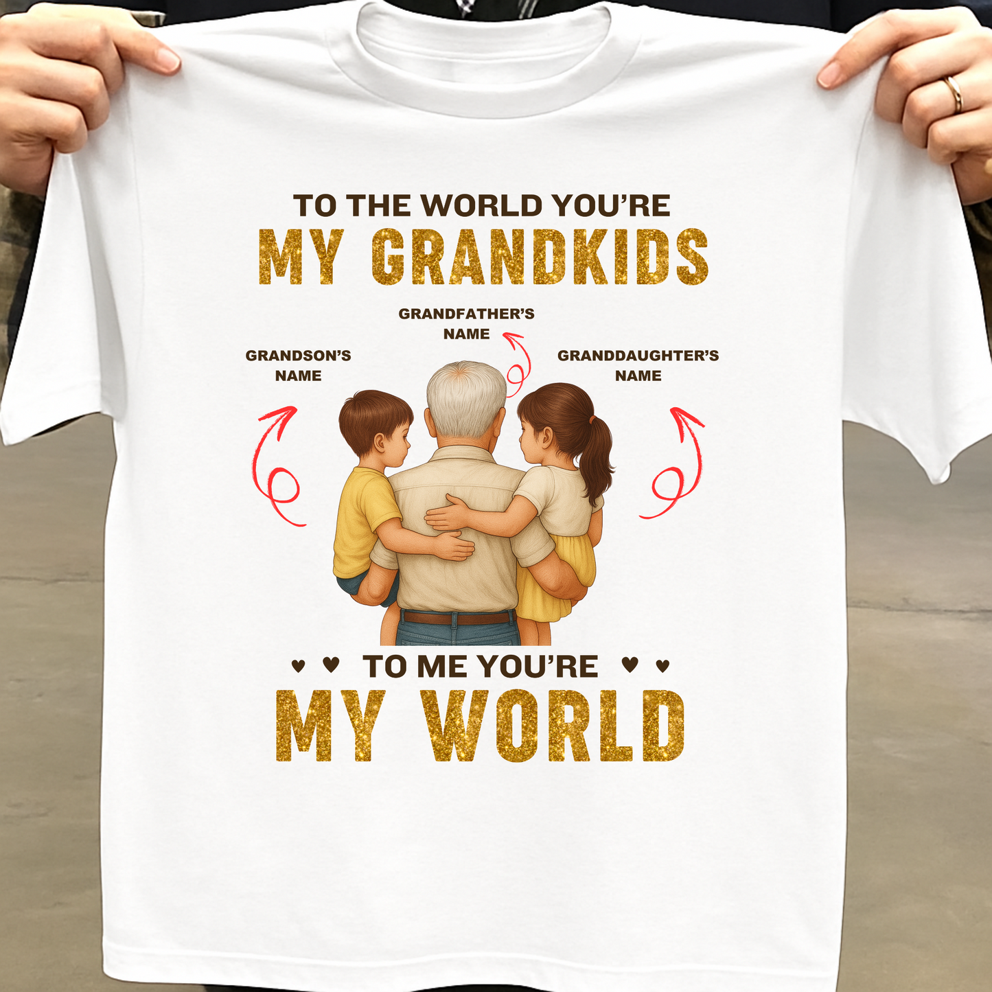 CUSTOMIZATION- TO THE WORLD YOU'RE MY GRANDKIDS, TO ME YOU'RE MY WORLD CLASSIC T-SHIRT