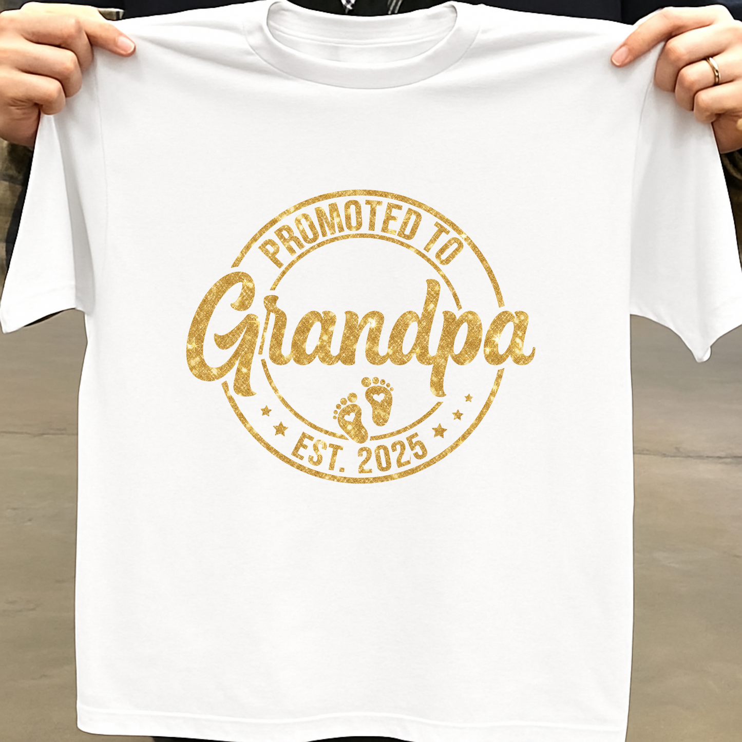 PROMOTED TO GRANDFATHER 2025 CLASSIC COTTON T-SHIRT