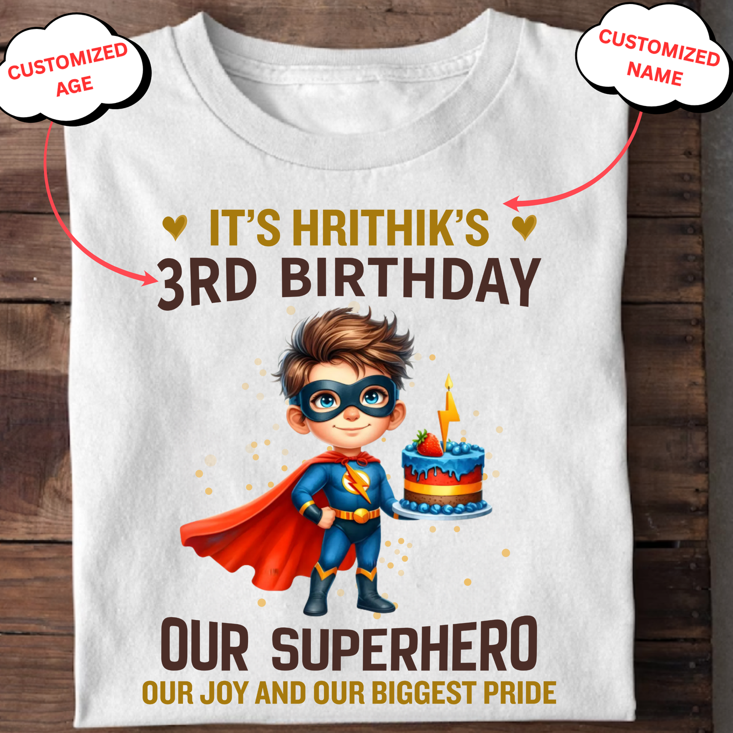 CUSTOMIZED-SUPERHERO BIRTHDAY CLASSIC KIDS T-SHIRT