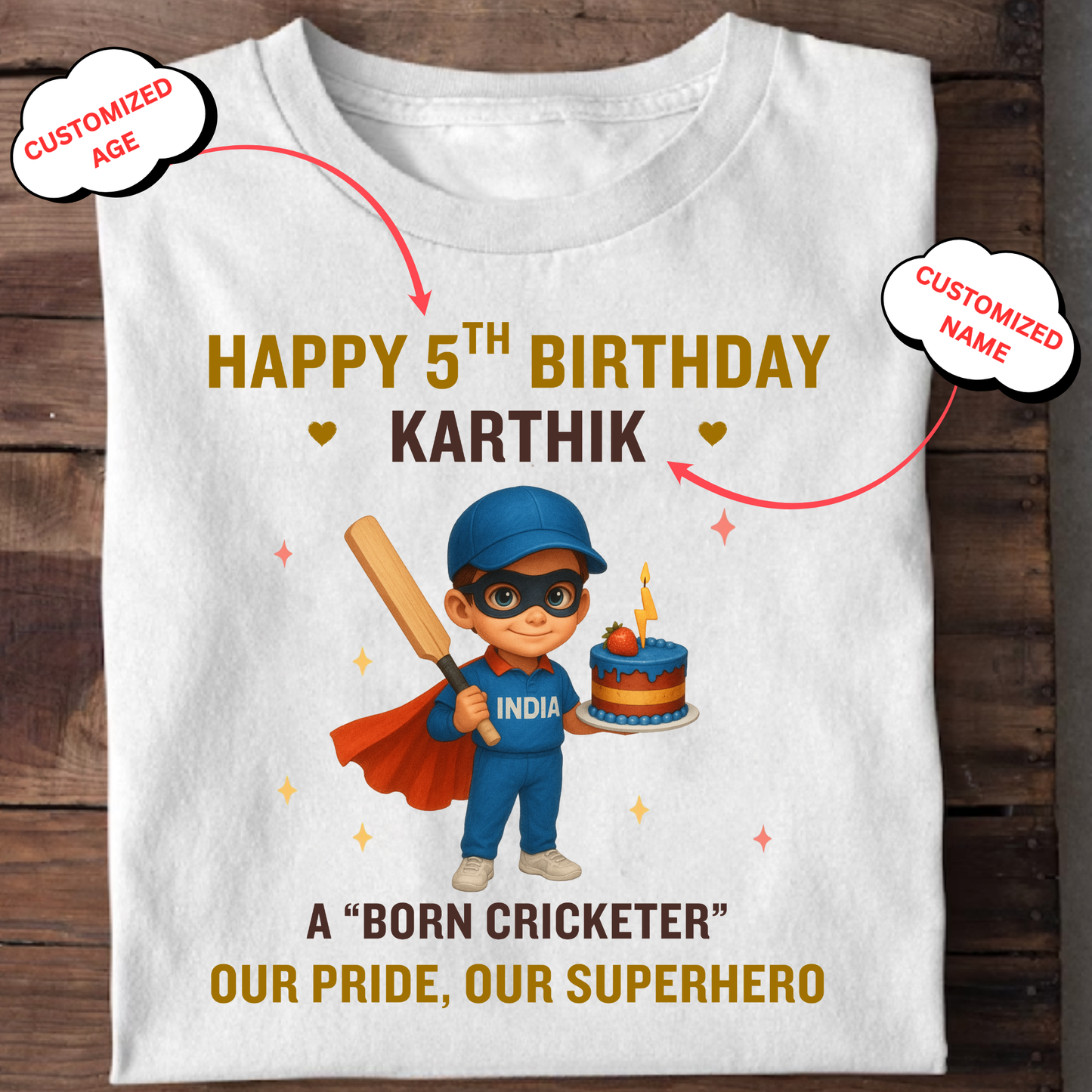 CUSTOMIZED- HAPPY BIRTHDAY, OUR PRIDE, OUR SUPERHERO CLASSIC KIDS T-SHIRT