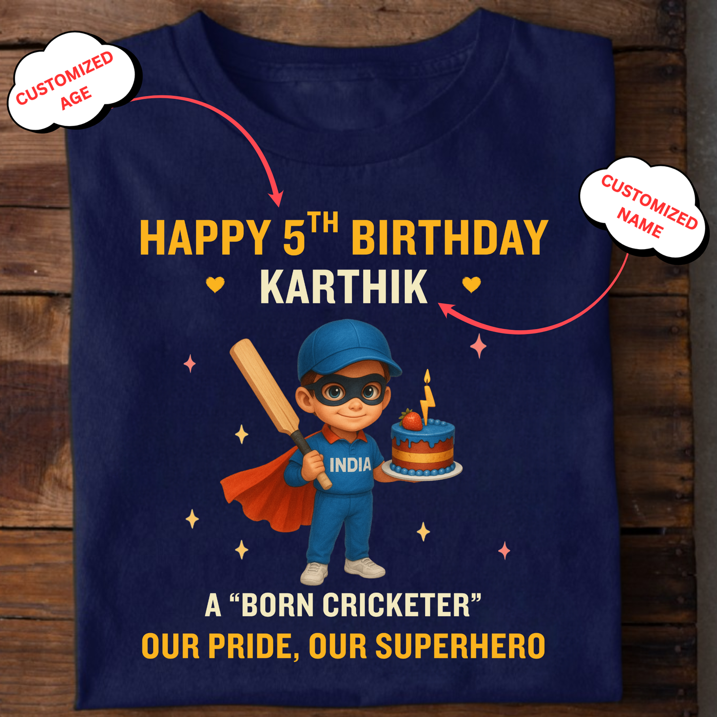 CUSTOMIZED- HAPPY BIRTHDAY, OUR PRIDE, OUR SUPERHERO CLASSIC KIDS T-SHIRT