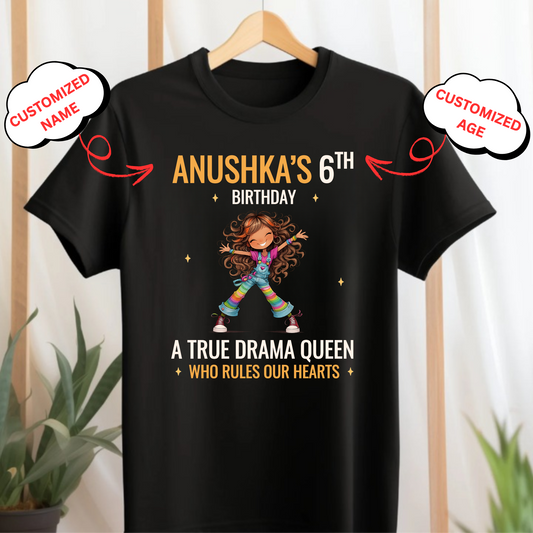 CUSTOMIZED-A TRUE DRAMA QUEEN BIRTHDAY CLASSIC KIDS T-SHIRT