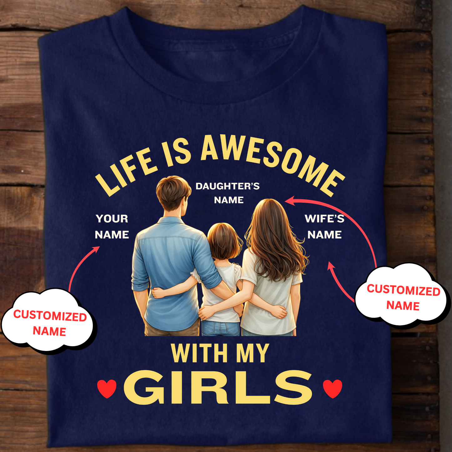 CUSTOMIZED-LIFE IS AWESOME WITH MY BOYS AND GIRLS (FATHER & MOTHER) COMBO T-SHIRTS