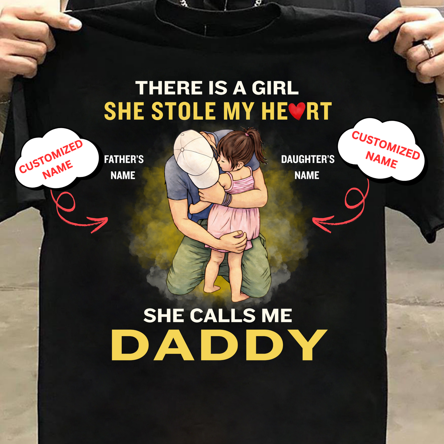 CUSTOMIZED-SHE STOLE MY HEART, SHE CALLS ME DADDY (FATHER) CLASSIC T-SHIRT