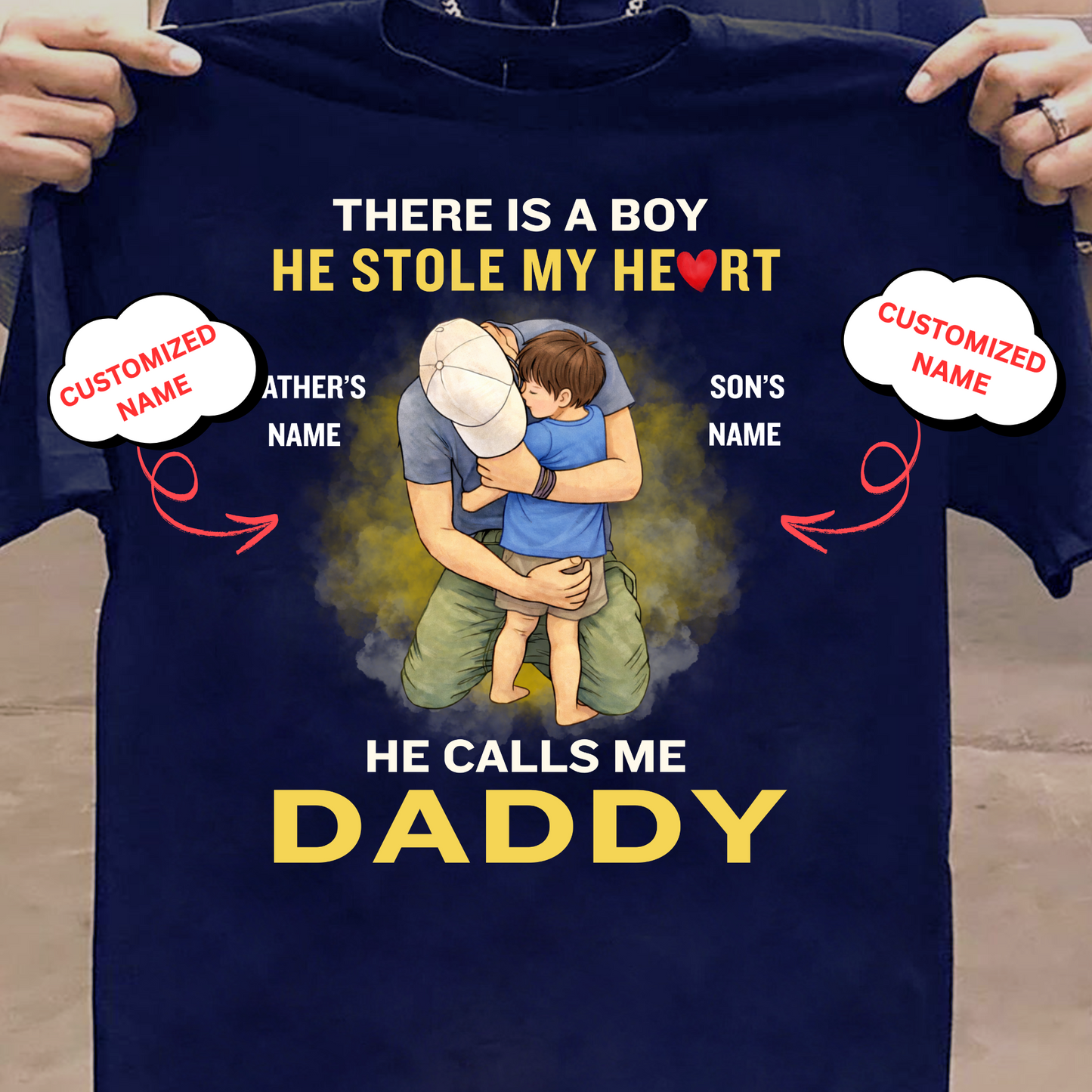 CUSTOMIZED-HE STOLE MY HEART, HE CALLS ME DADDY (FATHER) CLASSIC T-SHIRT