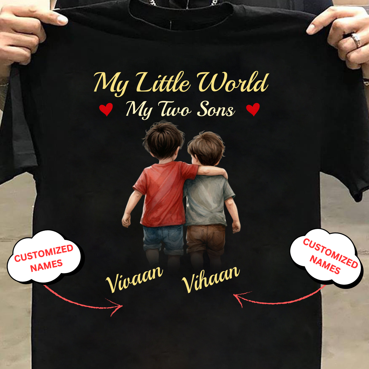 CUSTOMIZED-MY LITTLE WORLD, MY TWO SONS CLASSIC T-SHIRT