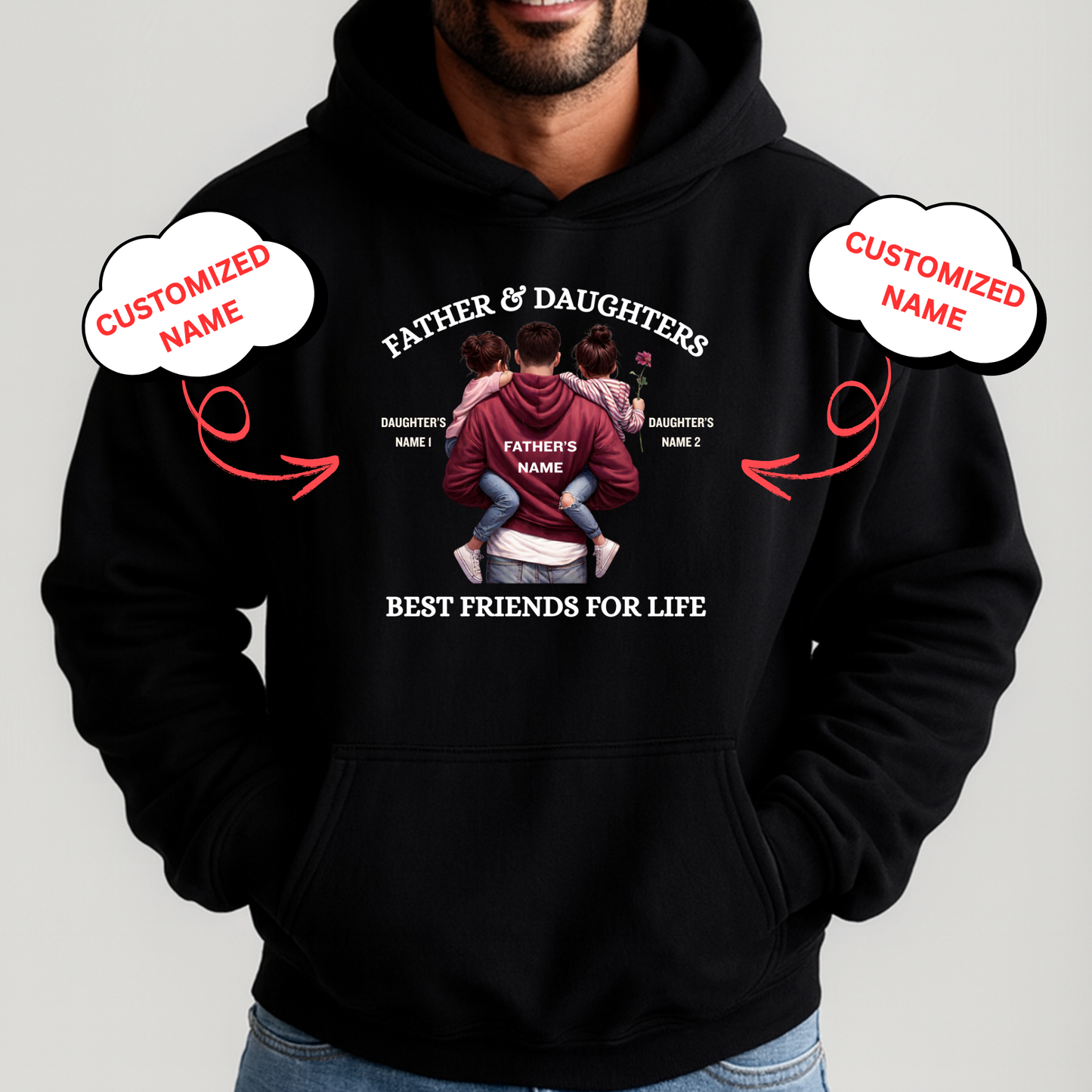 CUSTOMIZED-BEST FRIENDS FOR LIFE (FATHER DAUGHTER) PREMIUM HOODIE