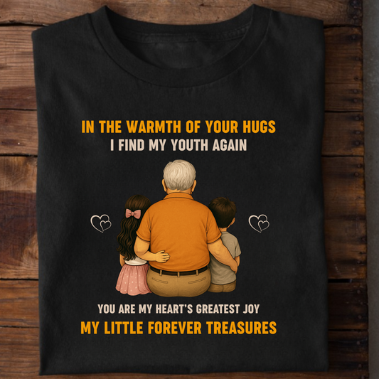 GRANDFATHER WITH LITTLE TREASURES (GRANDDAUGHTER & GRANDSON) CLASSIC COTTON T-SHIRT
