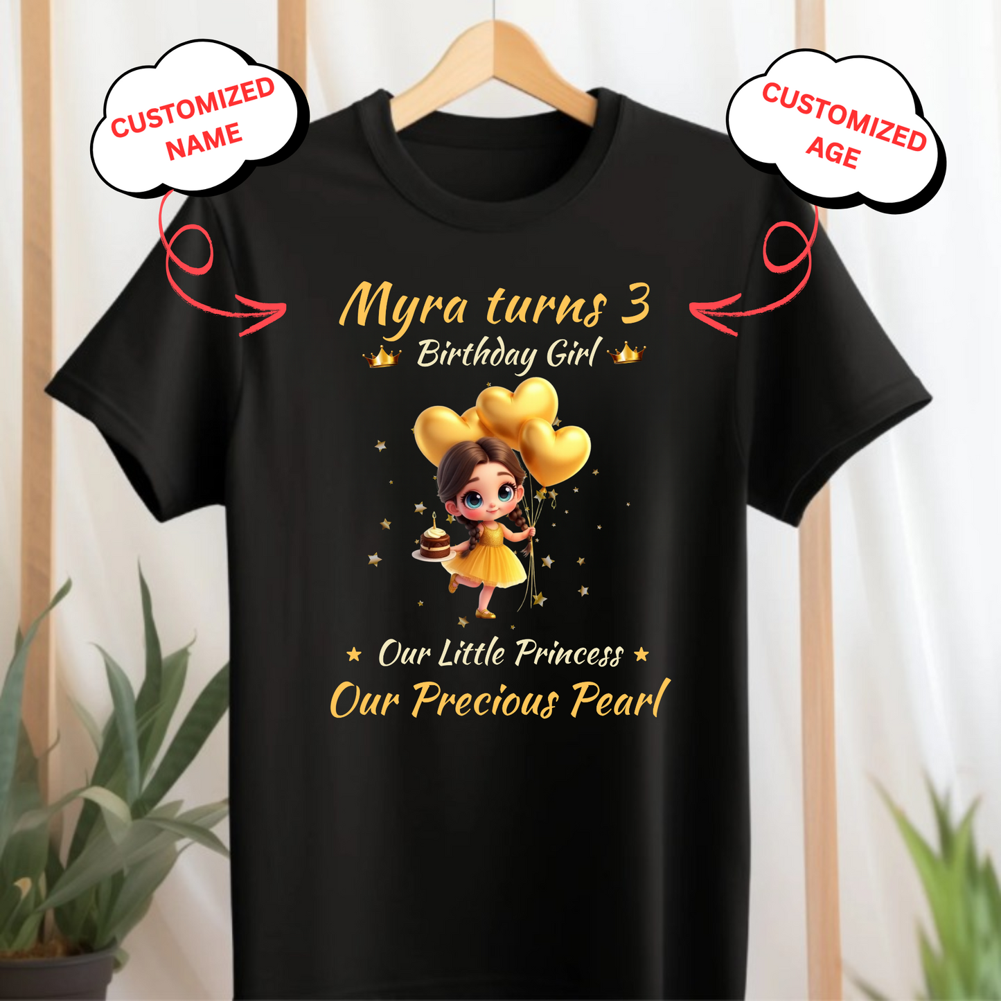 CUSTOMIZED-OUR LITTLE PRINCESS, OUR PRECIOUS PEARL BIRTHDAY CLASSIC KIDS T-SHIRT