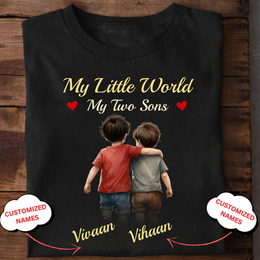 CUSTOMIZED-MY LITTLE WORLD, MY TWO SONS CLASSIC T-SHIRT
