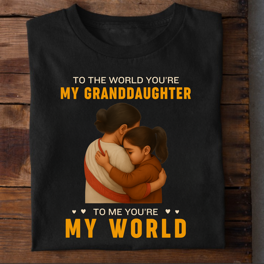 GRANDMOTHER- TO THE WORLD YOU'RE MY GRANDDAUGHTER, TO ME YOU'RE MY WORLD CLASSIC T-SHIRT
