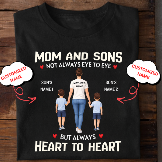 CUSTOMIZED-MOM AND SONS, HEART TO HEART CLASSIC T-SHIRT