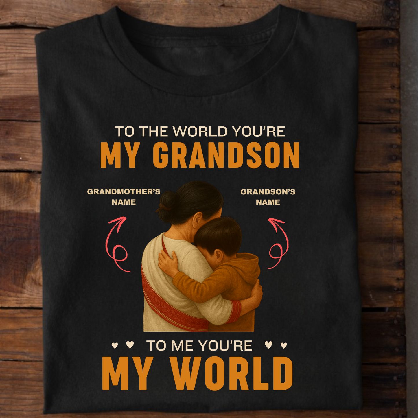 CUSTOMIZATION GRANDMOTHER- TO THE WORLD YOU'RE MY GRANDSON, TO ME YOU'RE MY WORLD CLASSIC T-SHIRT