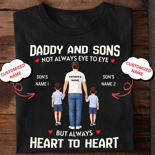 CUSTOMIZED-DADDY AND SONS, HEART TO HEART CLASSIC T-SHIRT