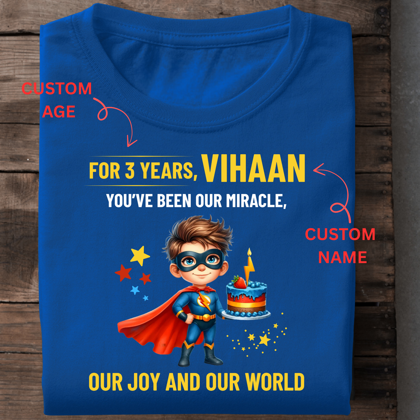 CUSTOMIZATION- KIDS T-SHIRT OUR MIRACLE, OUR JOY AND OUR WORLD