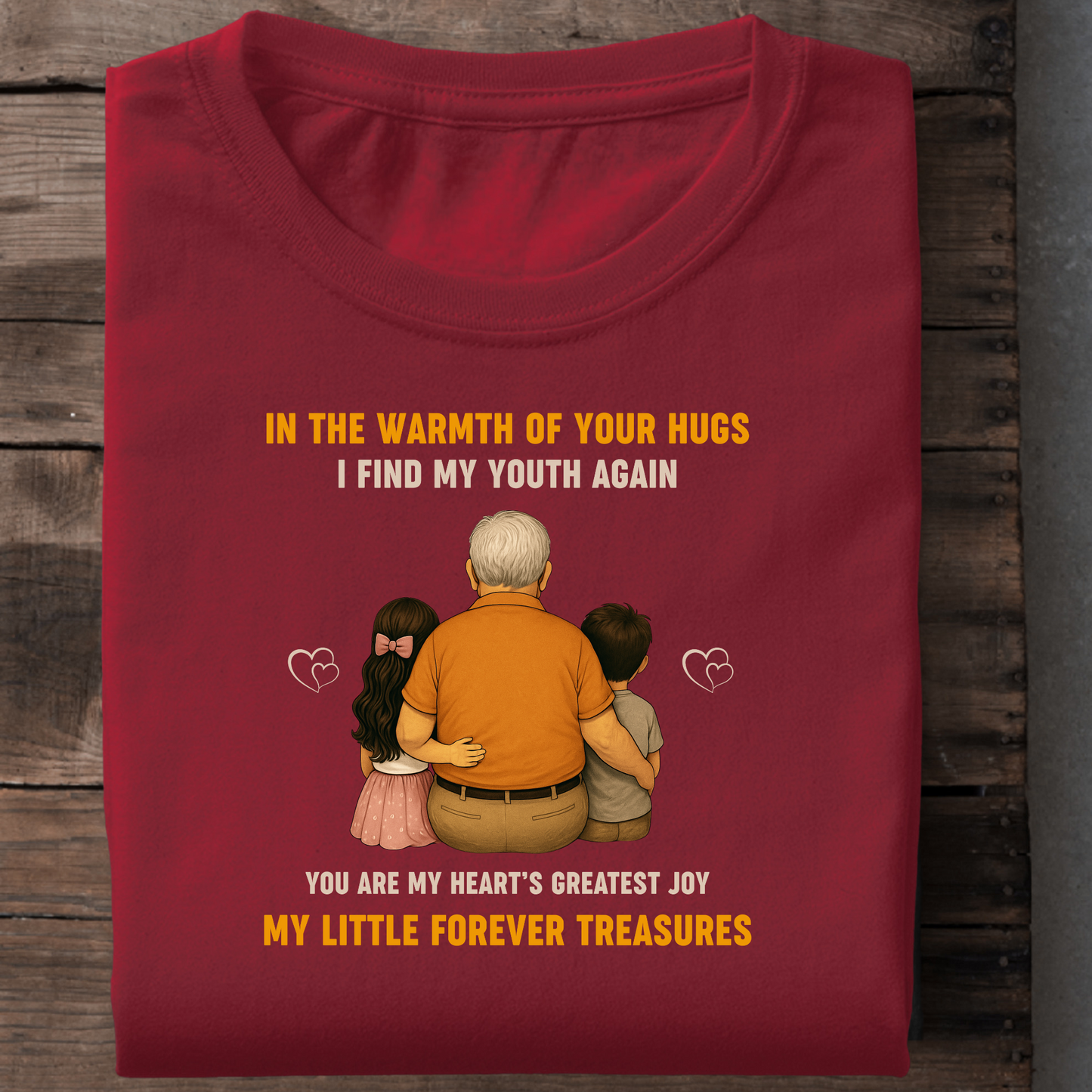 GRANDFATHER WITH LITTLE TREASURES (GRANDDAUGHTER & GRANDSON) CLASSIC COTTON T-SHIRT