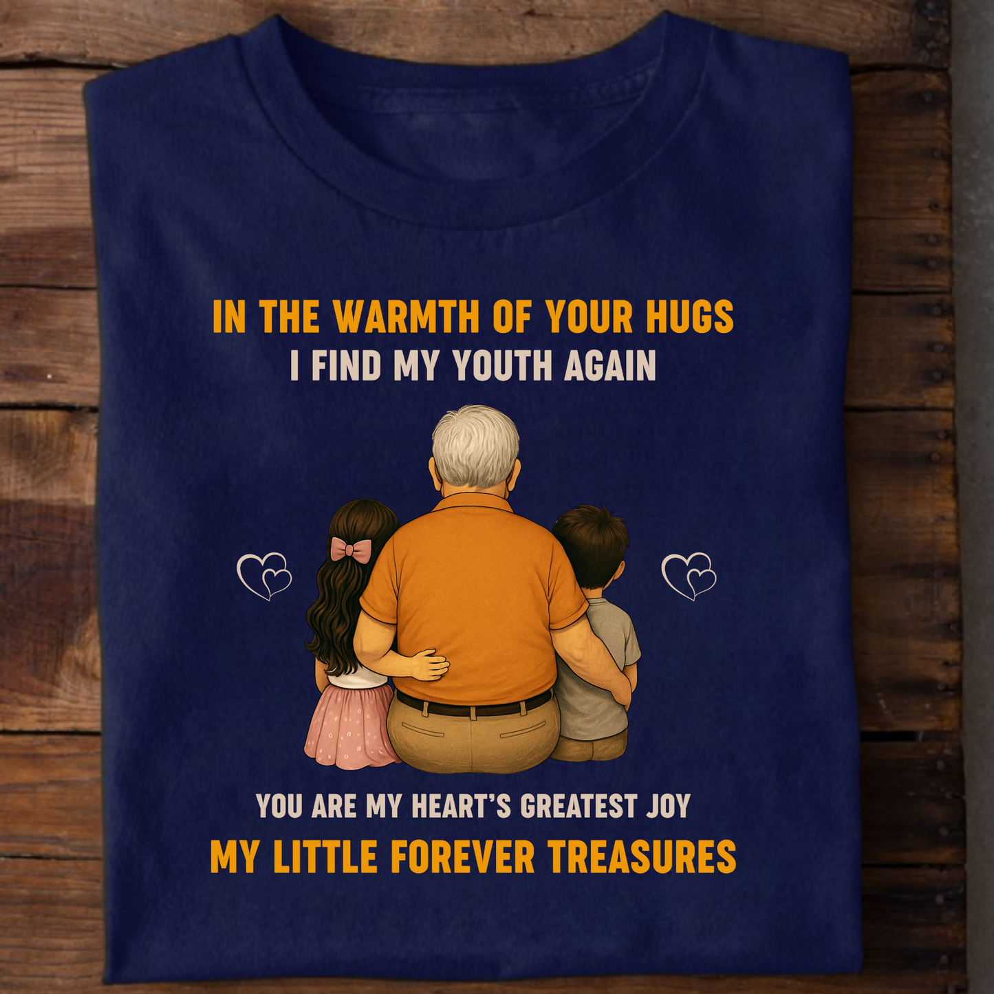 GRANDFATHER WITH LITTLE TREASURES (GRANDDAUGHTER & GRANDSON) CLASSIC COTTON T-SHIRT