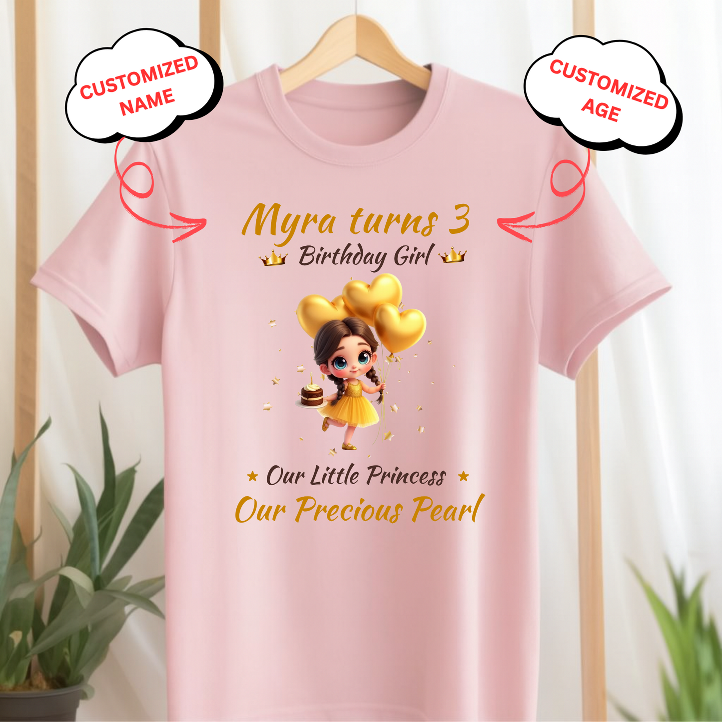 CUSTOMIZED-OUR LITTLE PRINCESS, OUR PRECIOUS PEARL BIRTHDAY CLASSIC KIDS T-SHIRT