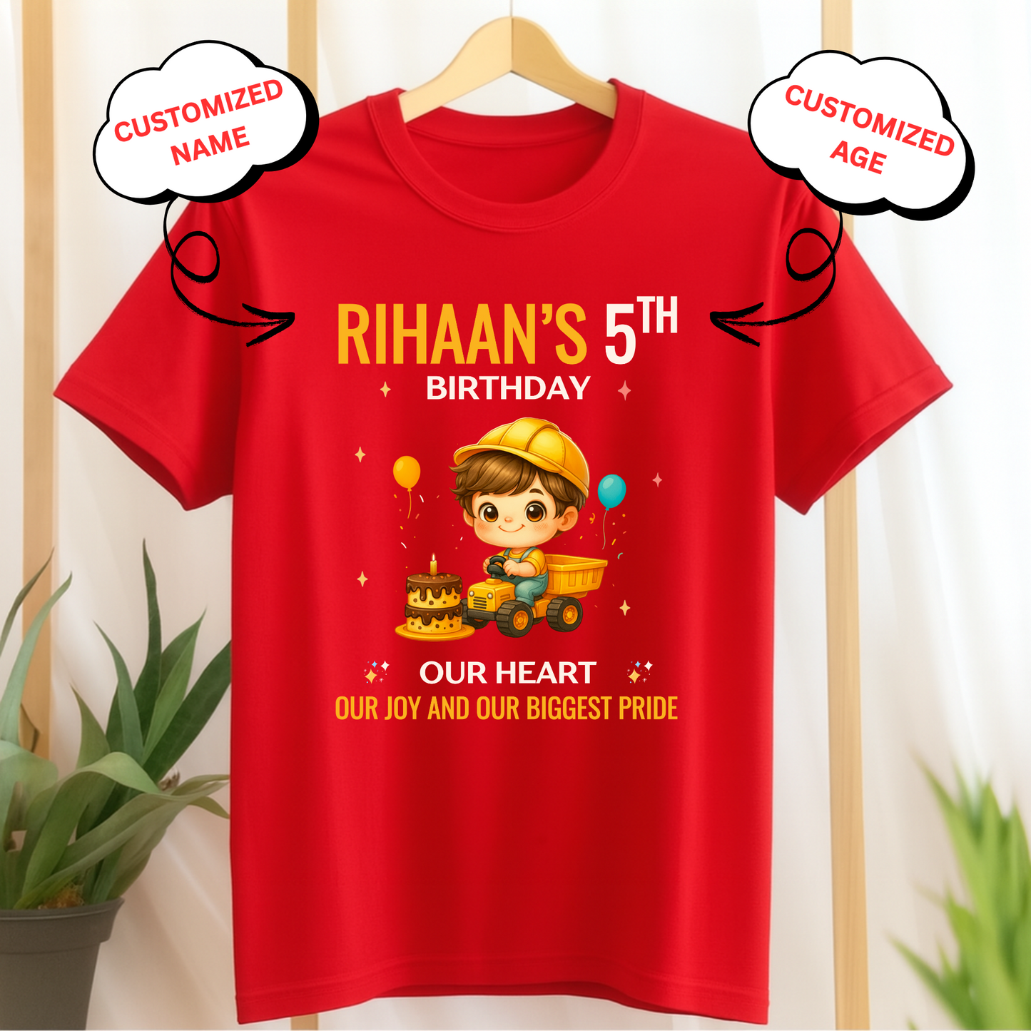 CUSTOMIZED-OUR HEART, OUR JOY BIRTHDAY CLASSIC KIDS T-SHIRT