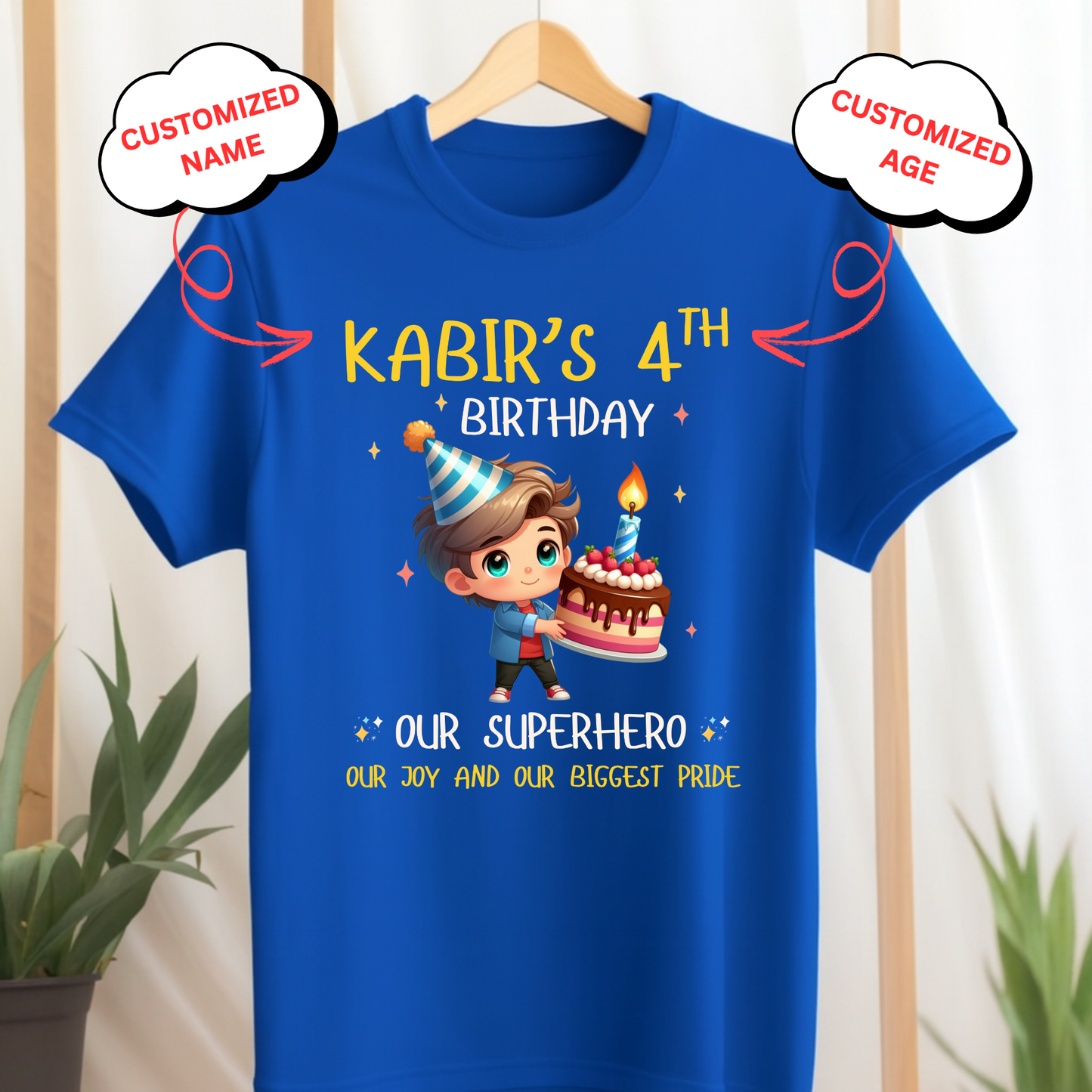 CUSTOMIZED-OUR SUPERHERO, OUR JOY, OUR BIGGEST PRIDE BIRTHDAY CLASSIC KIDS T-SHIRT