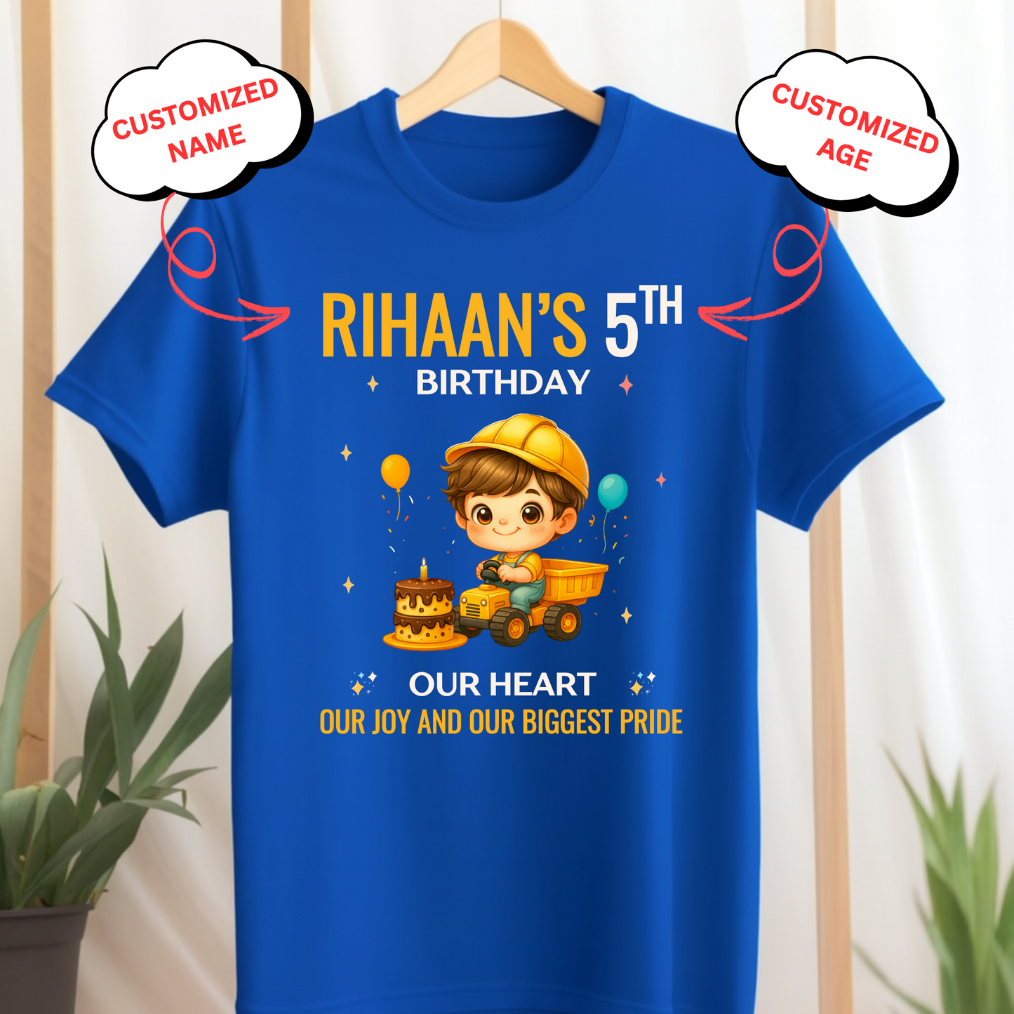 CUSTOMIZED-OUR HEART, OUR JOY BIRTHDAY CLASSIC KIDS T-SHIRT