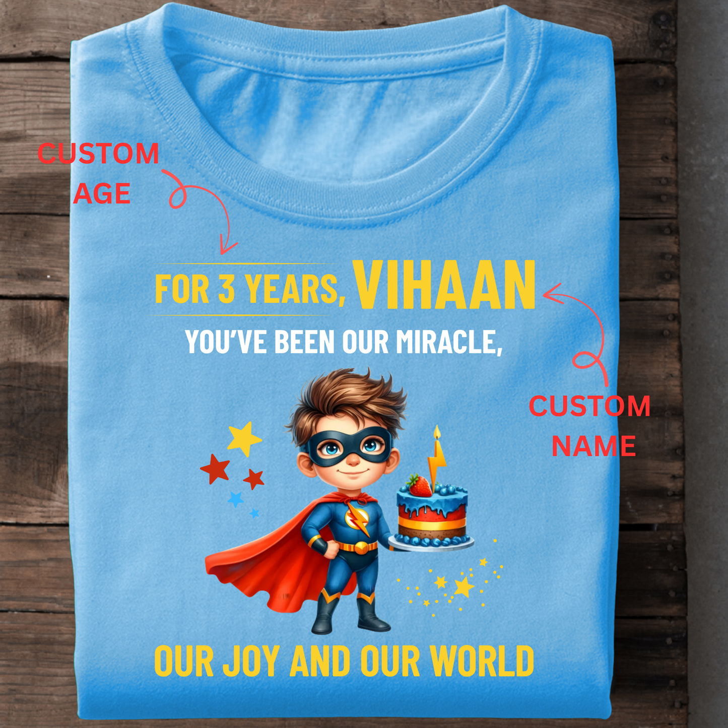 CUSTOMIZATION- KIDS T-SHIRT OUR MIRACLE, OUR JOY AND OUR WORLD