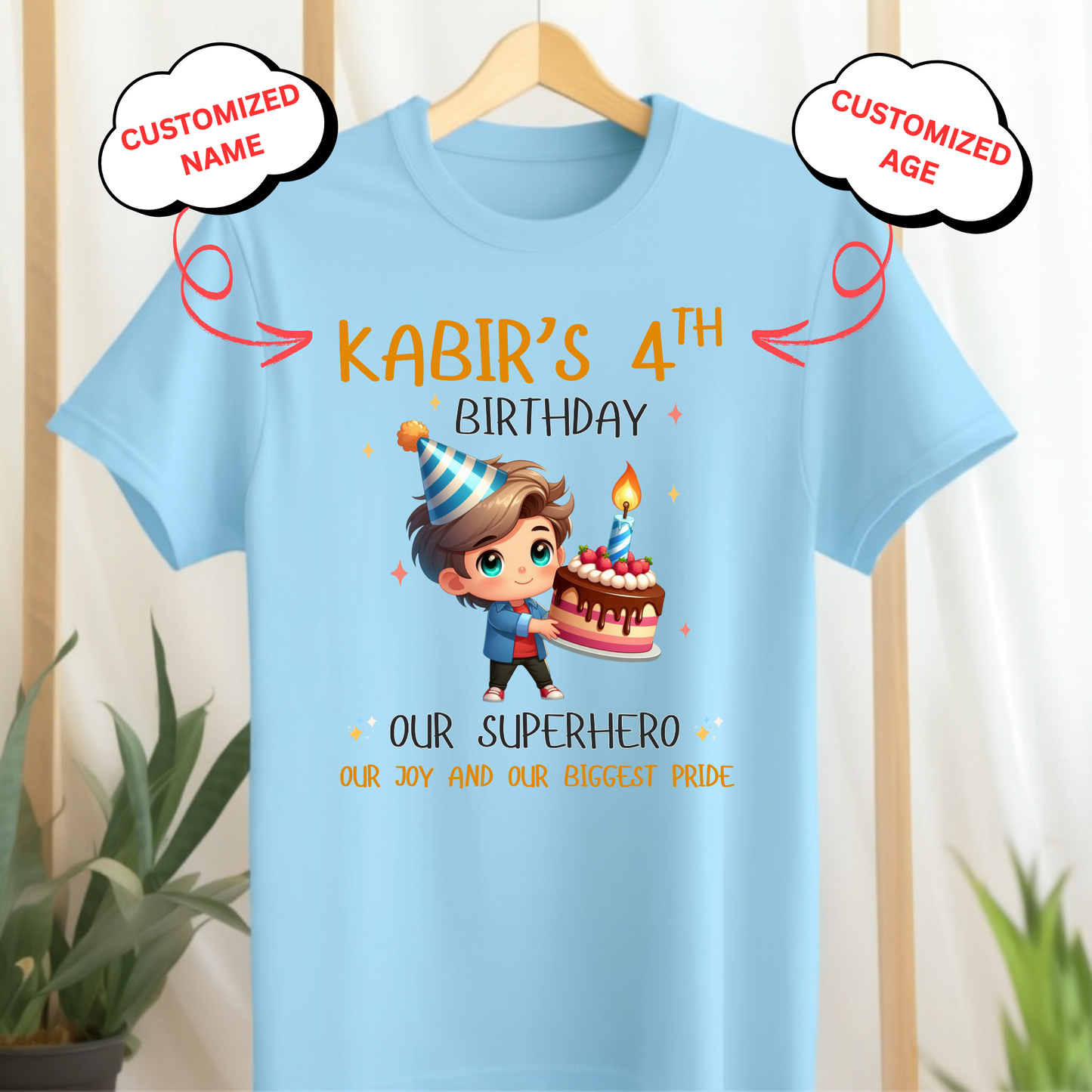CUSTOMIZED-OUR SUPERHERO, OUR JOY, OUR BIGGEST PRIDE BIRTHDAY CLASSIC KIDS T-SHIRT
