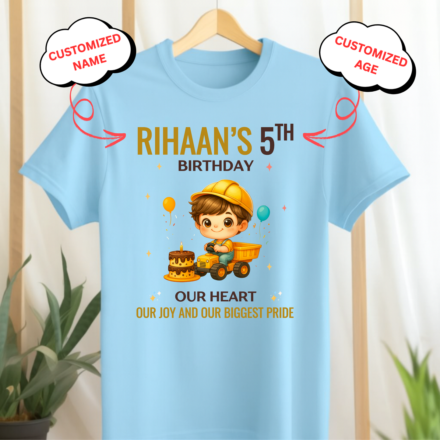 CUSTOMIZED-OUR HEART, OUR JOY BIRTHDAY CLASSIC KIDS T-SHIRT