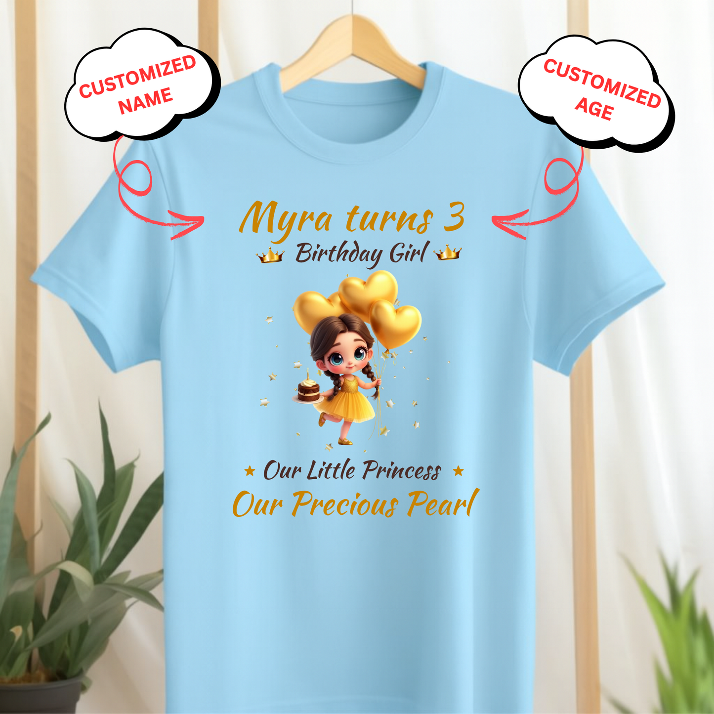CUSTOMIZED-OUR LITTLE PRINCESS, OUR PRECIOUS PEARL BIRTHDAY CLASSIC KIDS T-SHIRT