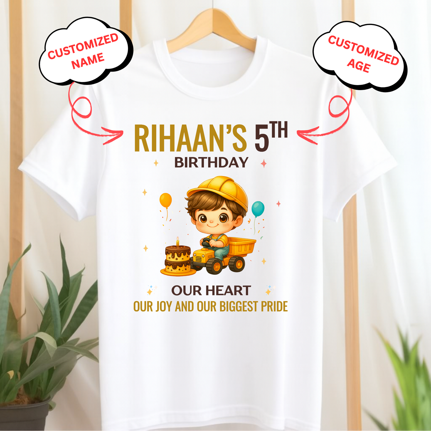 CUSTOMIZED-OUR HEART, OUR JOY BIRTHDAY CLASSIC KIDS T-SHIRT