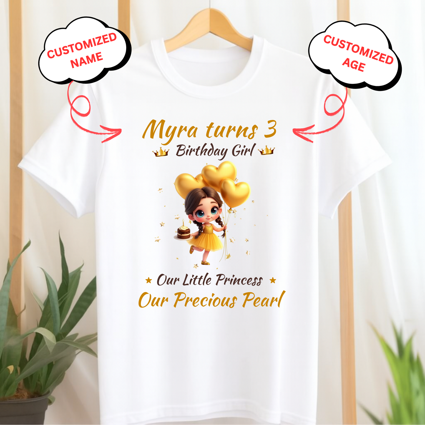 CUSTOMIZED-OUR LITTLE PRINCESS, OUR PRECIOUS PEARL BIRTHDAY CLASSIC KIDS T-SHIRT