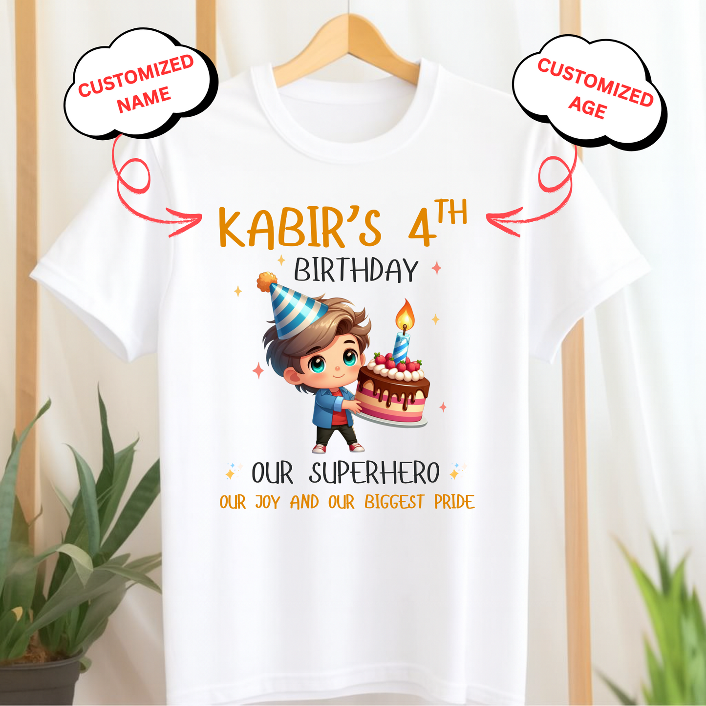 CUSTOMIZED-OUR SUPERHERO, OUR JOY, OUR BIGGEST PRIDE BIRTHDAY CLASSIC KIDS T-SHIRT
