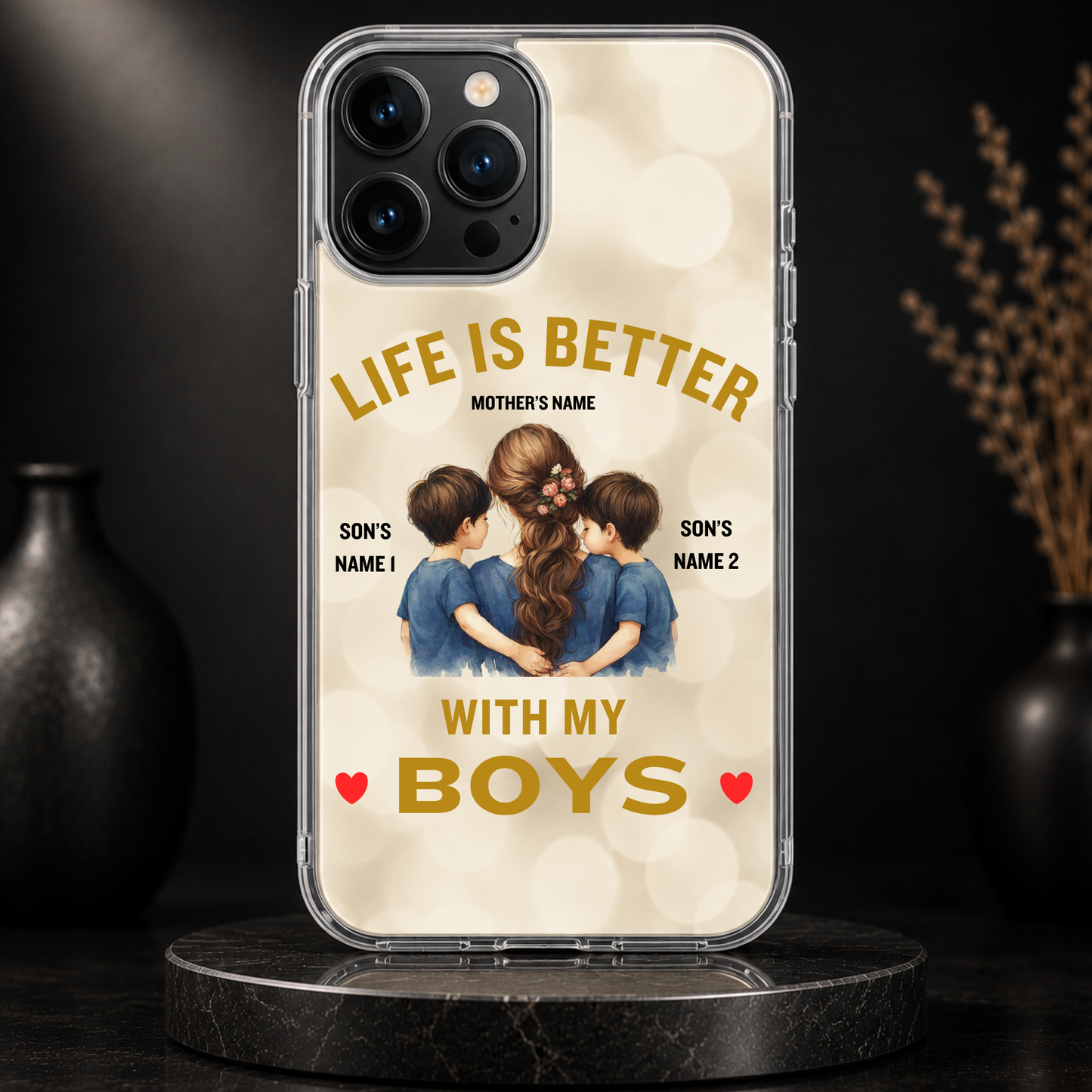 LIFE IS BETTER WITH MY BOYS (MOM & 2 SONS)-IPHONE HARD CASE