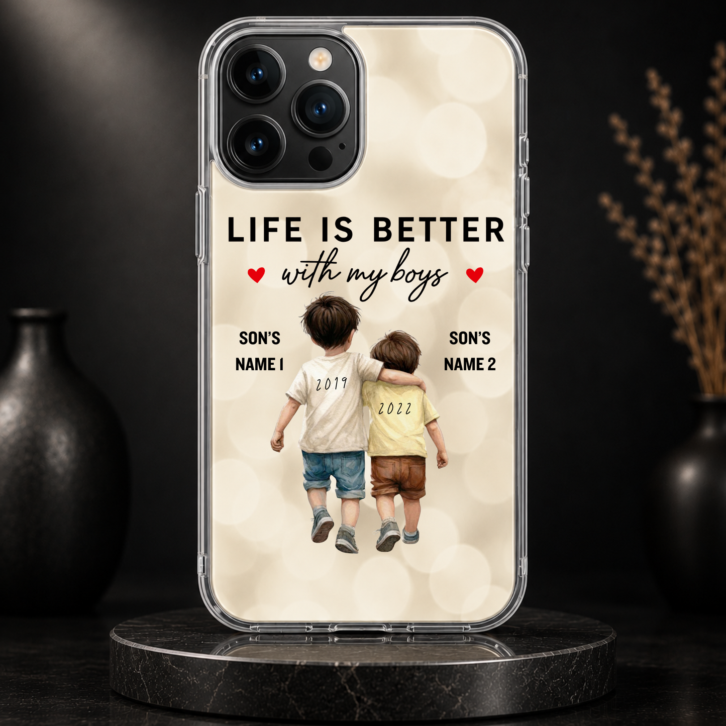 LIFE IS BETTER WITH MY BOYS (2 SONS) -IPHONE HARD CASE