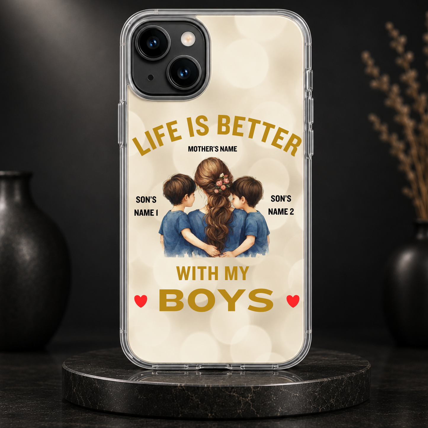 LIFE IS BETTER WITH MY BOYS (MOM & 2 SONS)-IPHONE HARD CASE