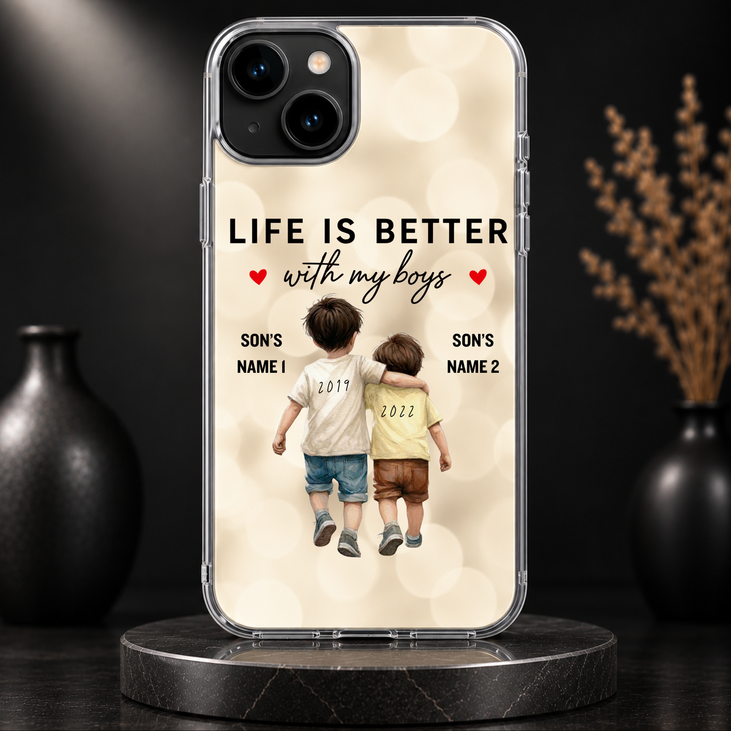 LIFE IS BETTER WITH MY BOYS (2 SONS) -IPHONE HARD CASE