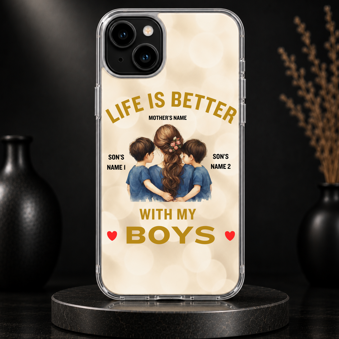 LIFE IS BETTER WITH MY BOYS (MOM & 2 SONS)-IPHONE HARD CASE