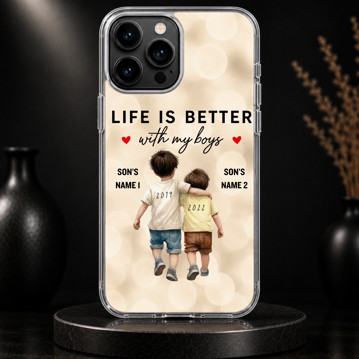LIFE IS BETTER WITH MY BOYS (2 SONS) -IPHONE HARD CASE