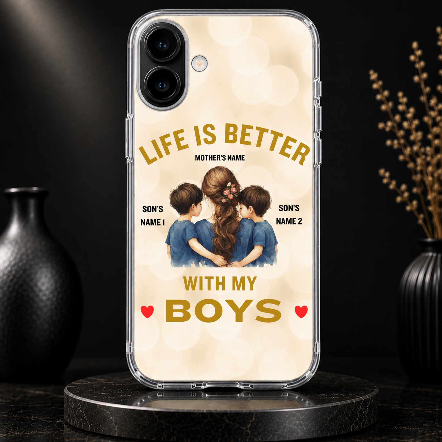 LIFE IS BETTER WITH MY BOYS (MOM & 2 SONS)-IPHONE HARD CASE