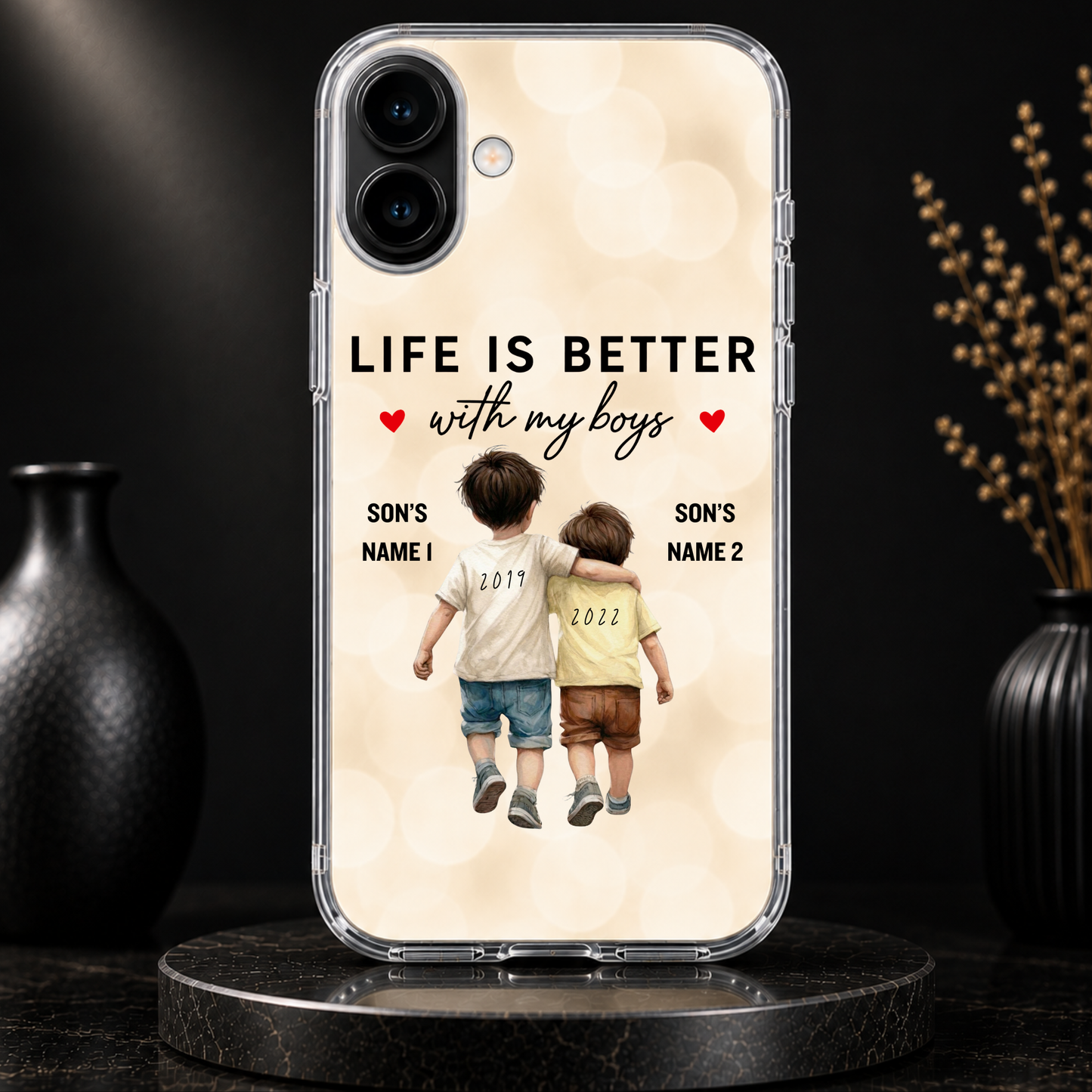 LIFE IS BETTER WITH MY BOYS (2 SONS) -IPHONE HARD CASE