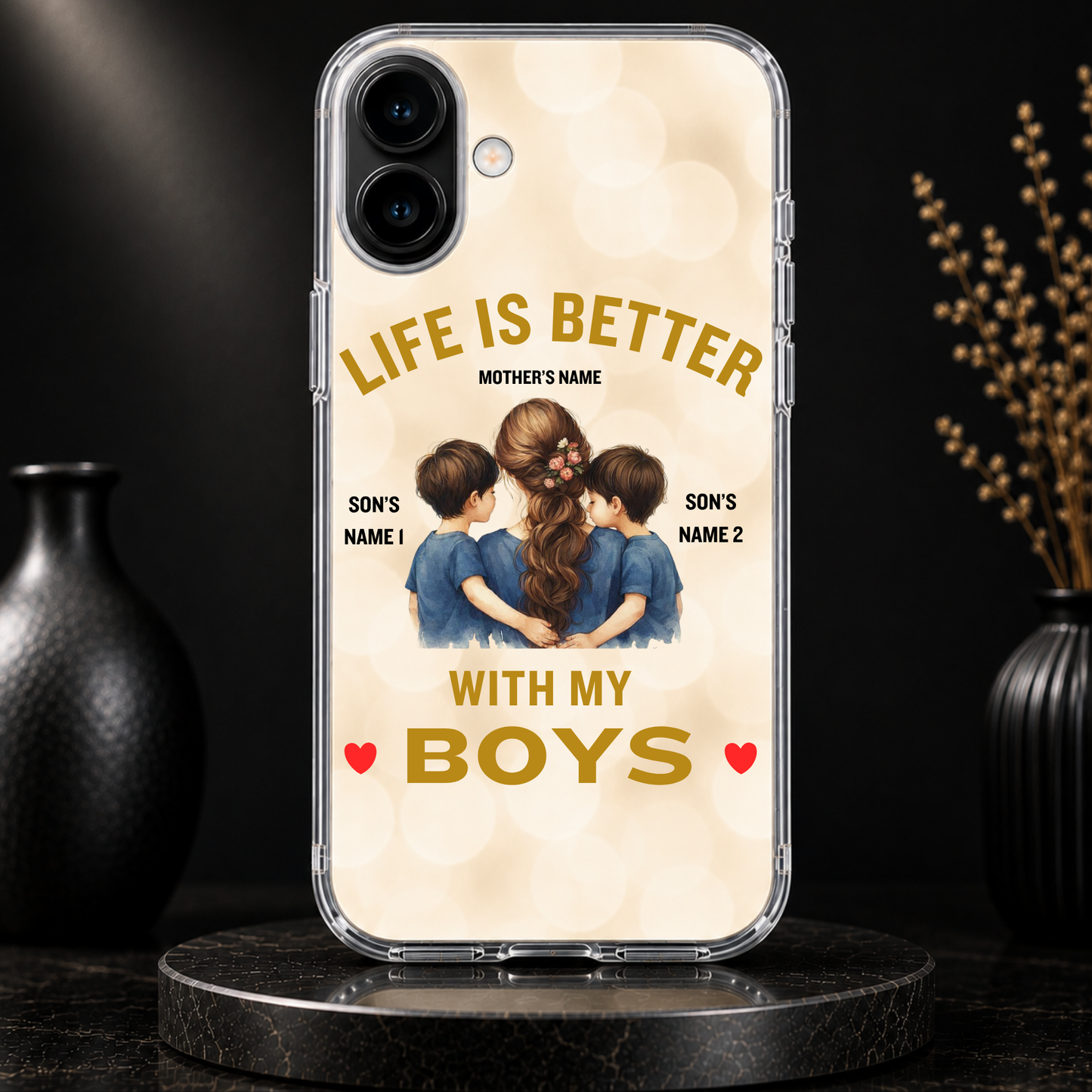 LIFE IS BETTER WITH MY BOYS (MOM & 2 SONS)-IPHONE HARD CASE