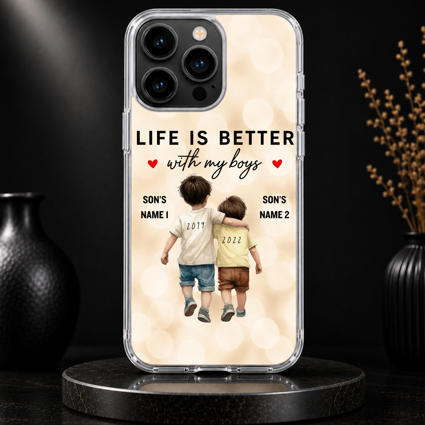 LIFE IS BETTER WITH MY BOYS (2 SONS) -IPHONE HARD CASE