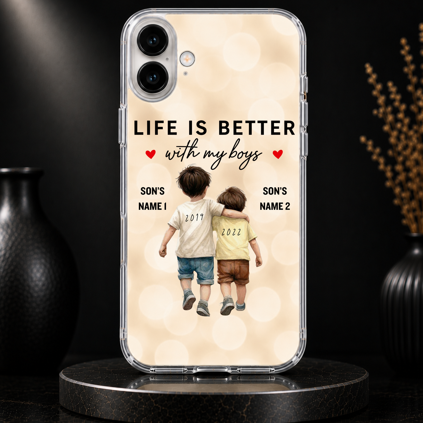 LIFE IS BETTER WITH MY BOYS (2 SONS) -IPHONE HARD CASE