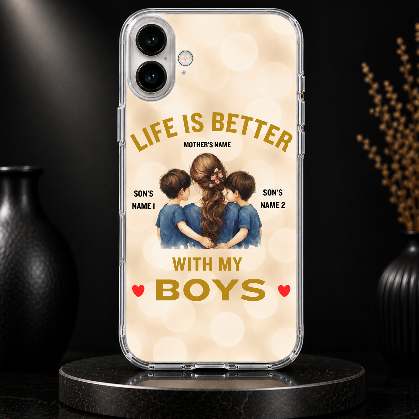 LIFE IS BETTER WITH MY BOYS (MOM & 2 SONS)-IPHONE HARD CASE