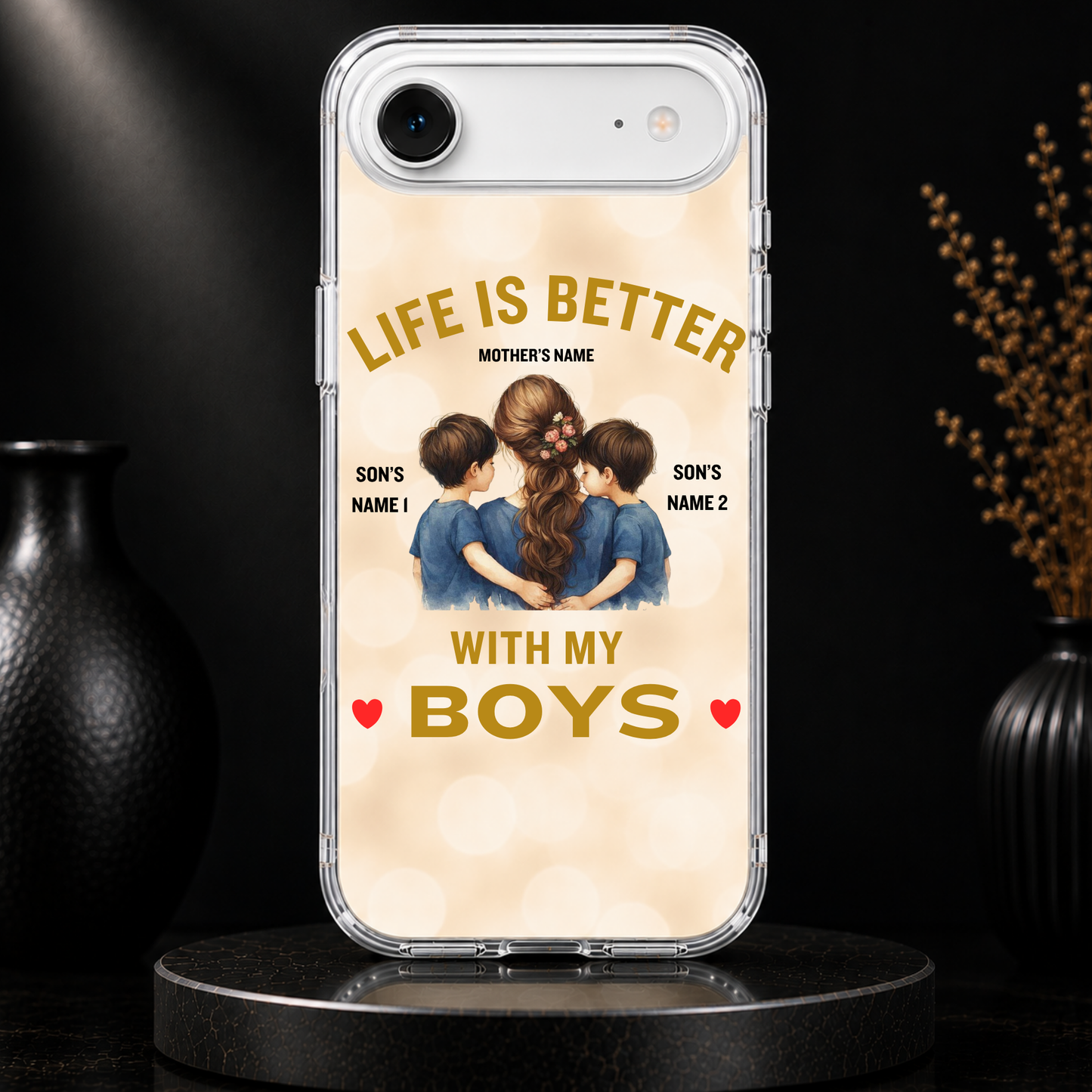 LIFE IS BETTER WITH MY BOYS (MOM & 2 SONS)-IPHONE HARD CASE