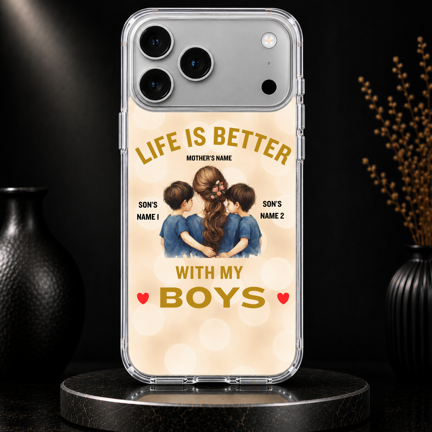 LIFE IS BETTER WITH MY BOYS (MOM & 2 SONS)-IPHONE HARD CASE